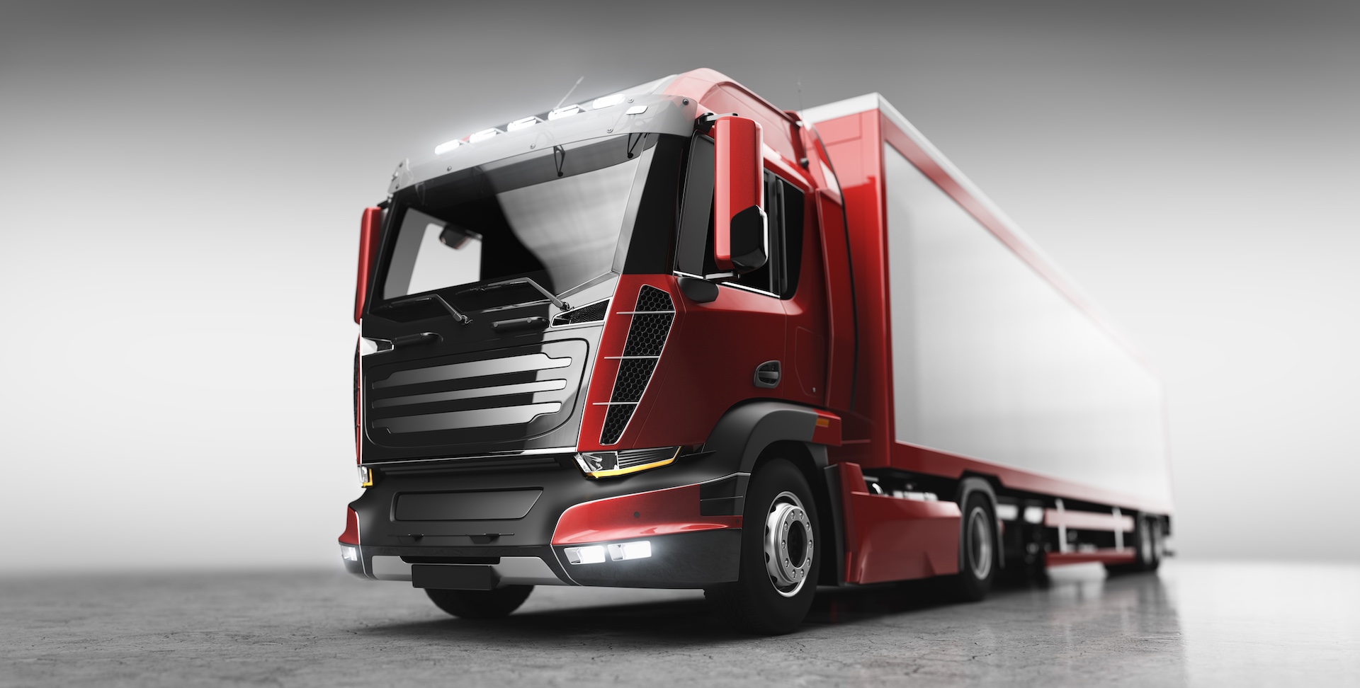 Truck with cargo trailer. Transport, shipping industry. 3D illustration